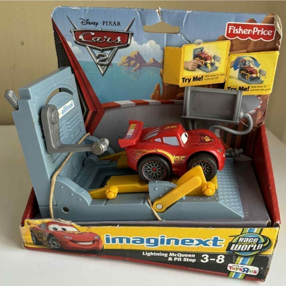 2012 Imaginext Cars 2 Race Around the World Lightning McQueen and Pit Stop